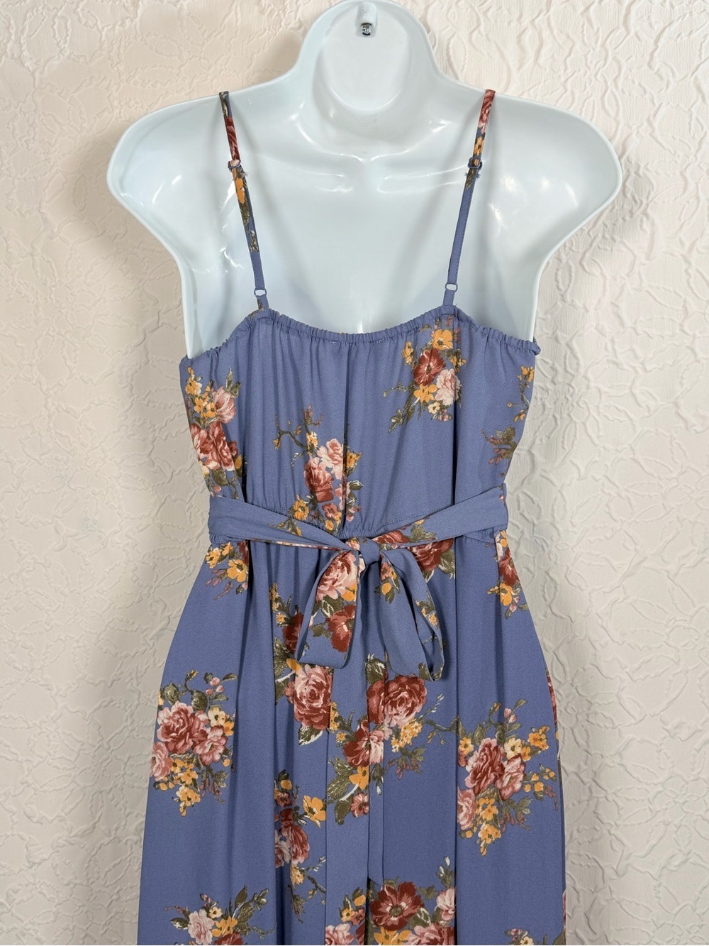 Inspired Hearts Floral Wrap Ruffle Dusty Blue Sz M - Picture 7 of 13